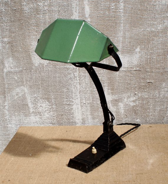 French Art Deco Enamel Desk Lamp