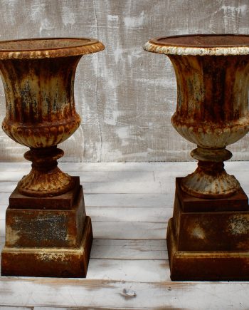 Pair Of Victorian Cast Iron Garden Urns (SOLD)