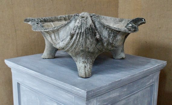 Large Vintage Composite Stone Clam Shell Planter