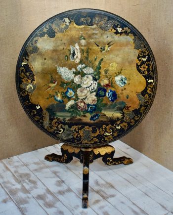 Regency Black Lacquer Tilt-Top Table