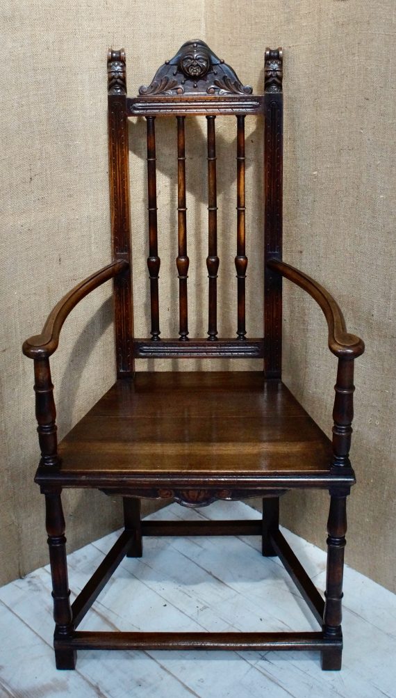 Victorian Continental Spindle Back Open Armchair