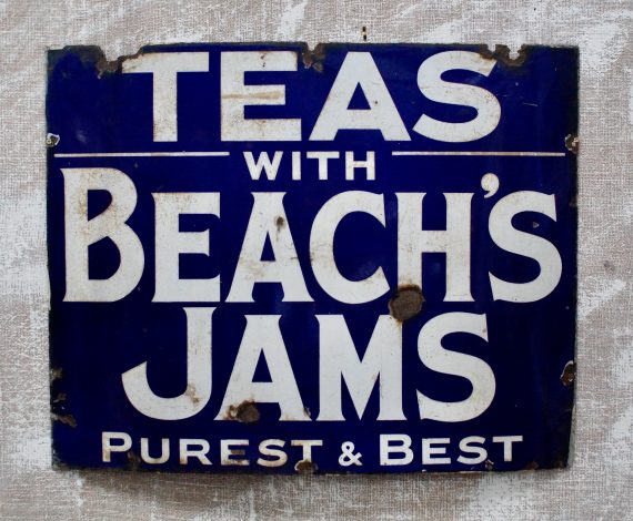 Antique Beach’s Jam Enamel Shop Sign (SOLD)