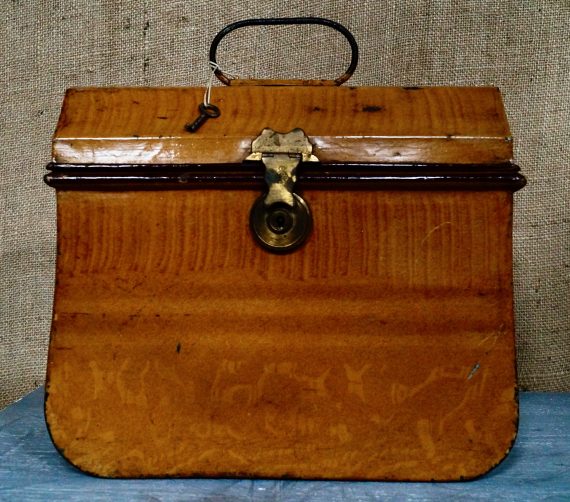 Rare Antique Miniature Toleware Tin