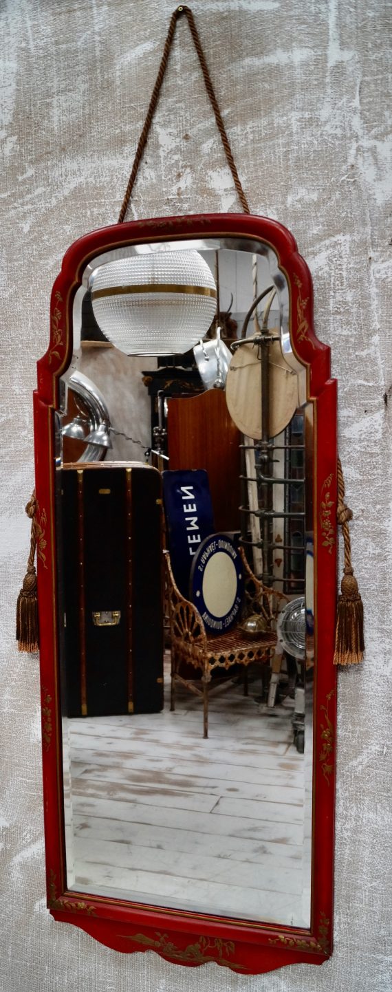 Antique Red Lacquer Chinoiserie Mirror (SOLD)