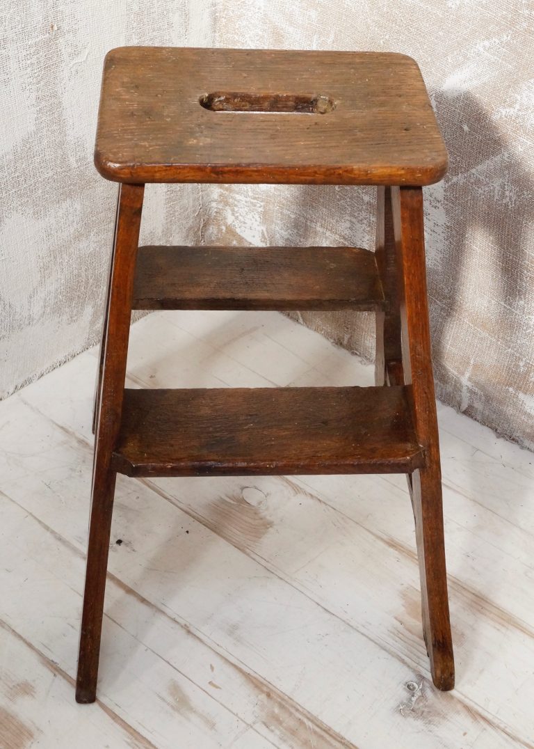 Antique Oak Provincial Step Stool Clubhouse Interiors