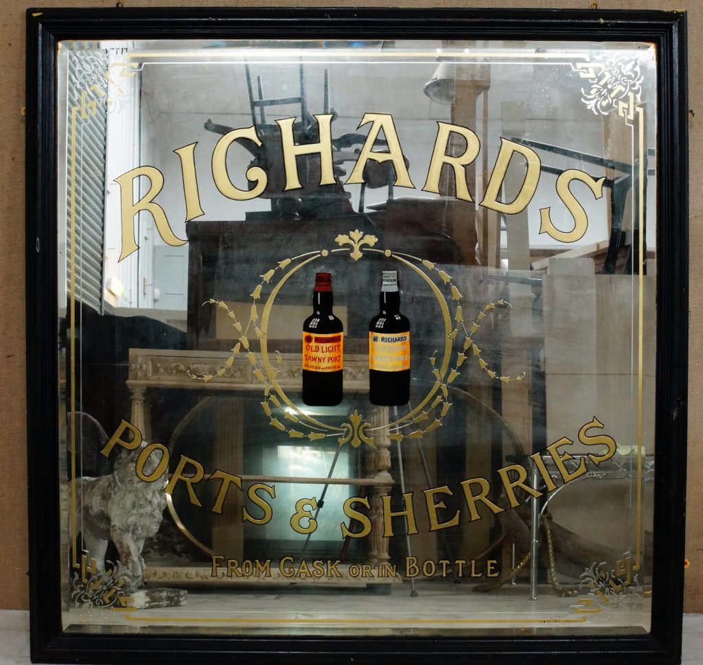 Large Antique Richards Distilleries Pub Advertising Mirror (SOLD