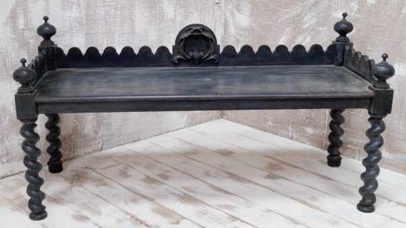Antique Mahogany Bobbin Turned Hall Bench (SOLD)
