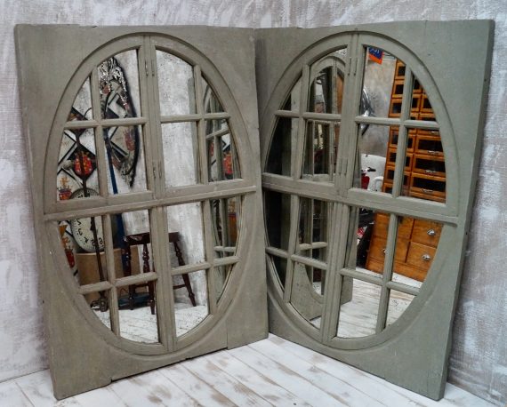 Antique Painted French Oak Window Mirrors