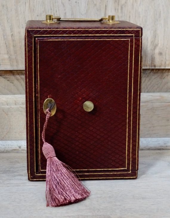 Rare Antique Miniature Leather Desktop Safe (SOLD)