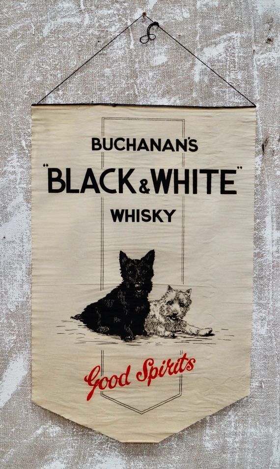 Rare Buchanan’s Black & White Whiskey Advertising Banner