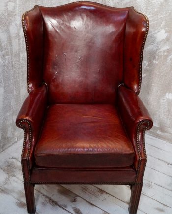 Georgian Style Leather Wingback Chair (SOLD)