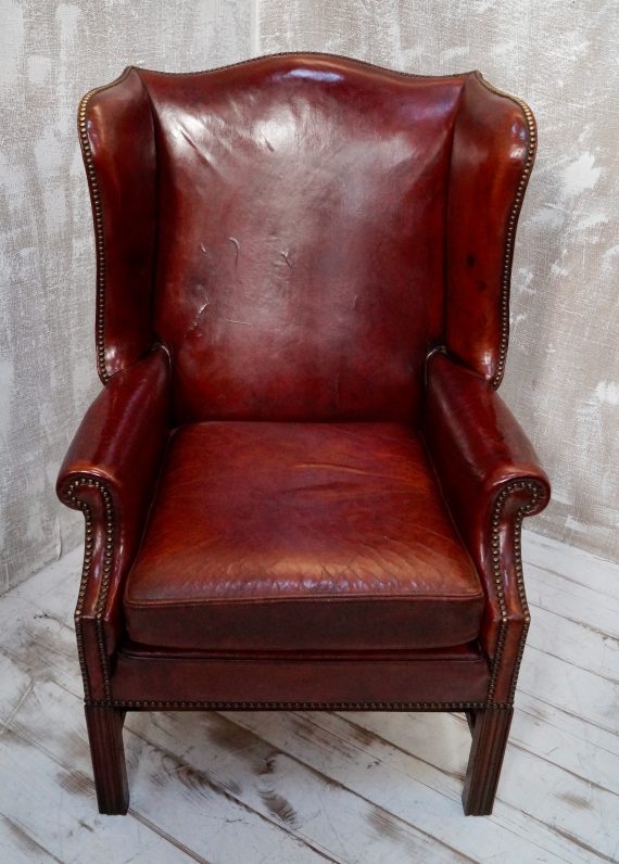 Georgian Style Leather Wingback Chair (SOLD)
