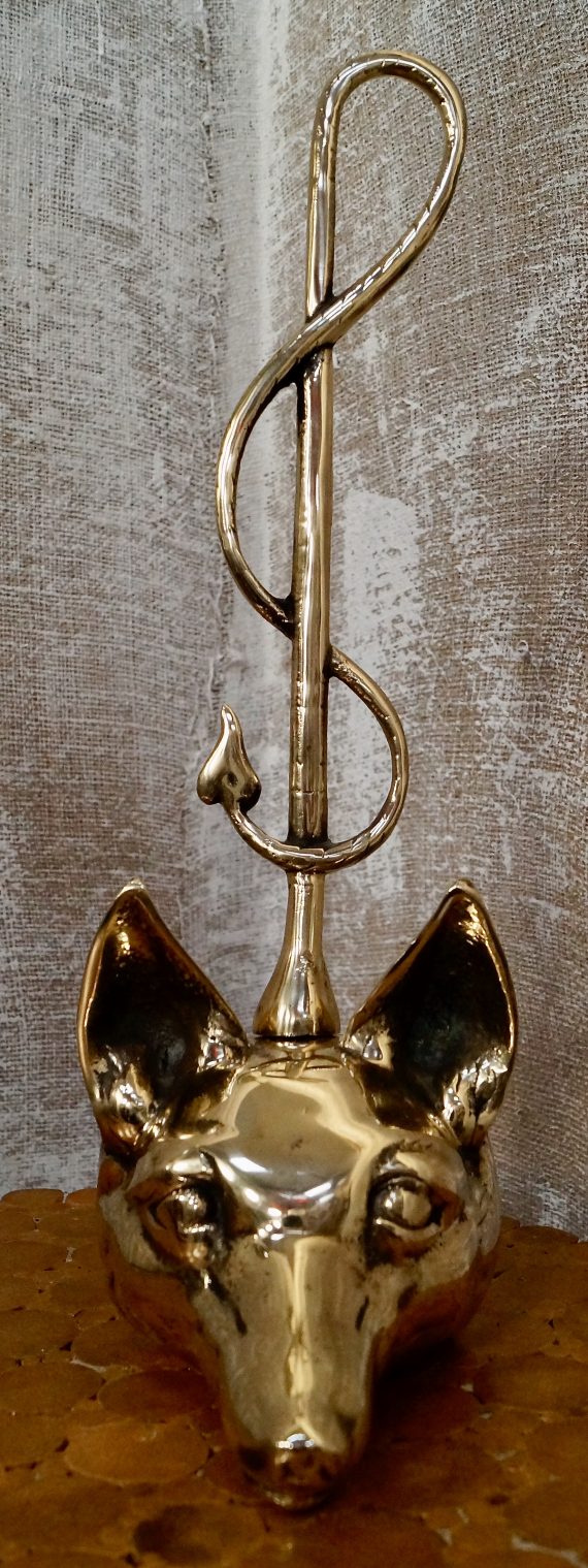 Victorian Brass Fox Head And Whip Hall Porter
