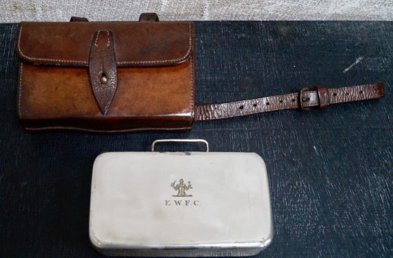 Army & Navy Silver Plated Sandwich Tin & Leather Case