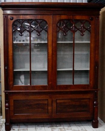 Antique Rosewood Gothic Bookcase