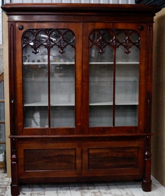 Antique Rosewood Gothic Bookcase