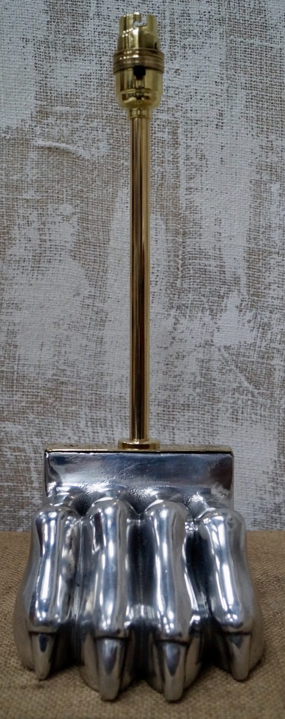 Polished Aluminium Cast Mould Lion Paw Table Lamp (SOLD)