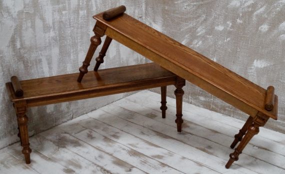 English Oak Scroll End Window Benches (SOLD)