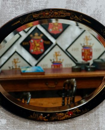 Antique Oval Chinoiserie Beveled Wall Mirror (SOLD)