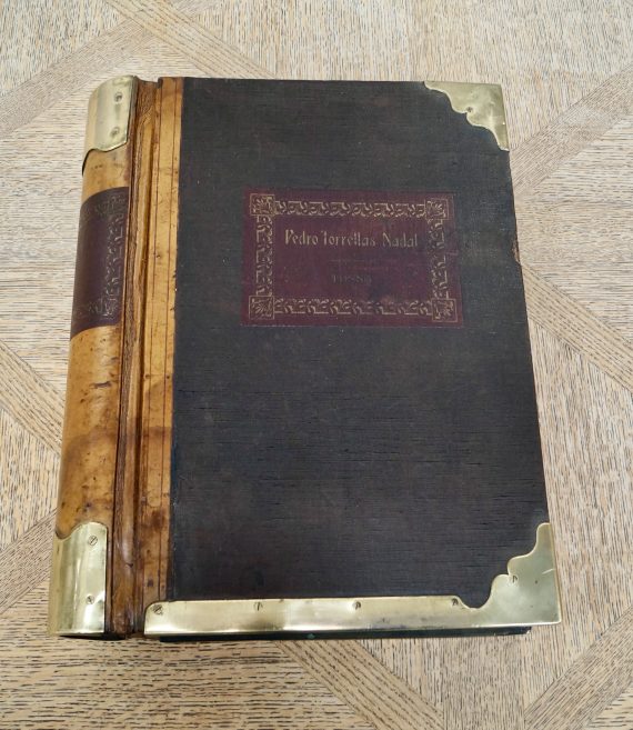 Large Spanish Leather & Brass Bound Ledger