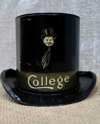 Rare Antique College Tinplate Top Hat Money Box (SOLD)
