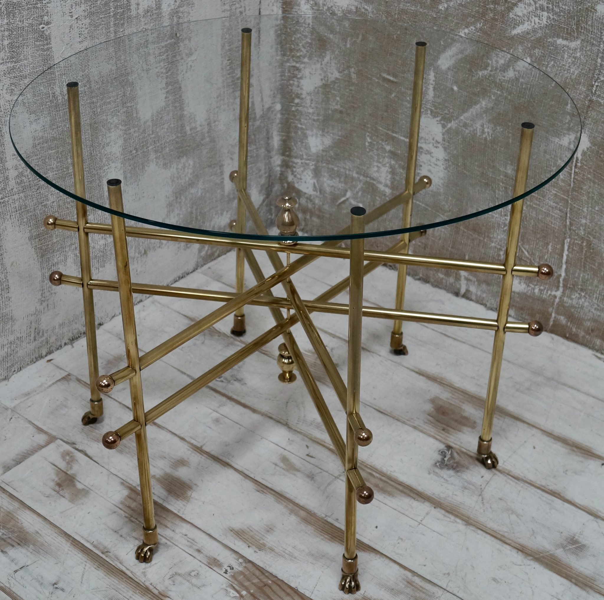 1970’s Brass Claw Feet Coffee Table Clubhouse Interiors Ltd