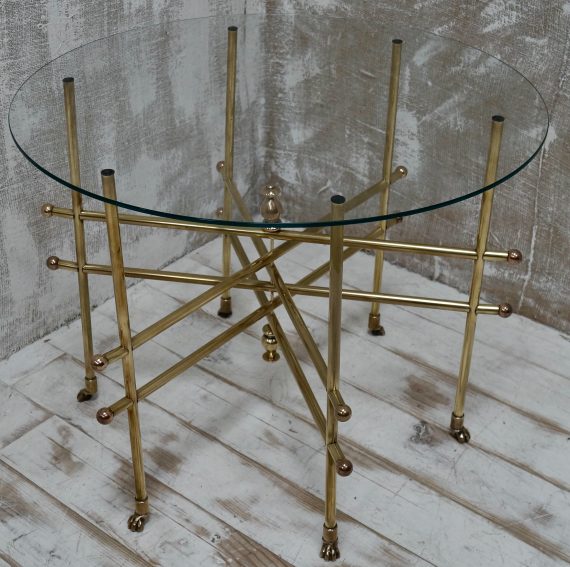 1970’s Brass Claw Feet Coffee Table