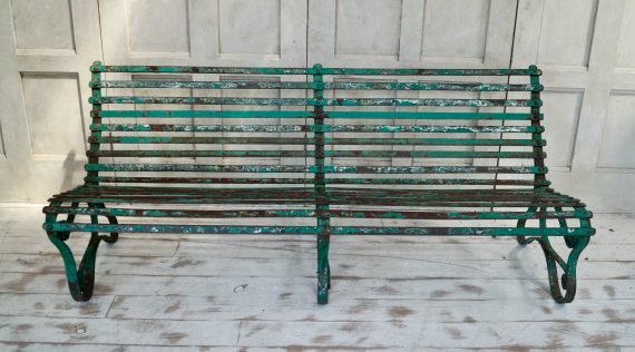 Antique Strap Iron Slatted Bench (SOLD)