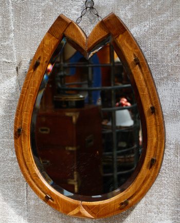 Antique Oak Horseshoe Wall Mirror