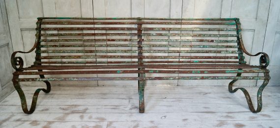 Antique Strap Iron Slatted Bench (SOLD)