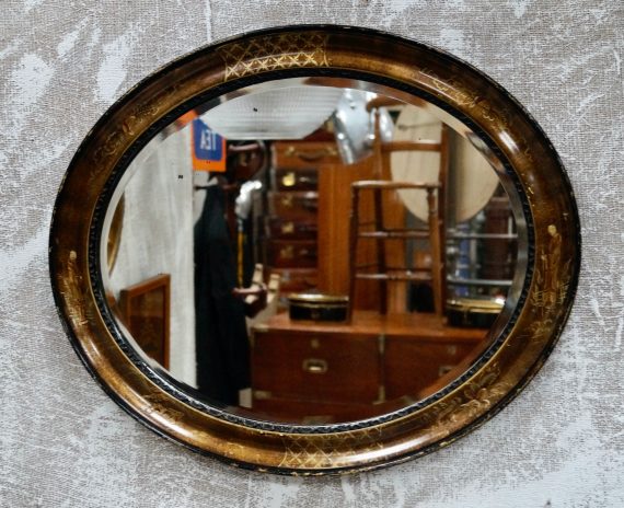 Oval Chinoiserie Bevelled Wall Mirror (SOLD)