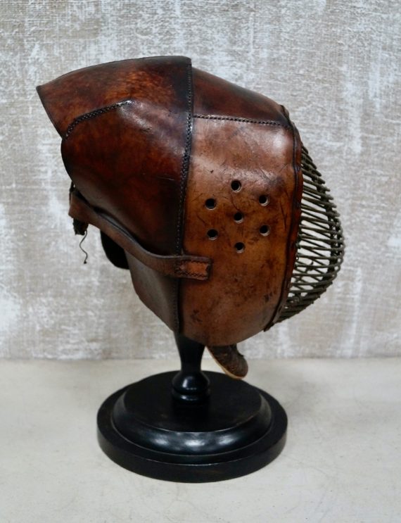 Antique Leather Kendo Mask On Stand (SOLD)