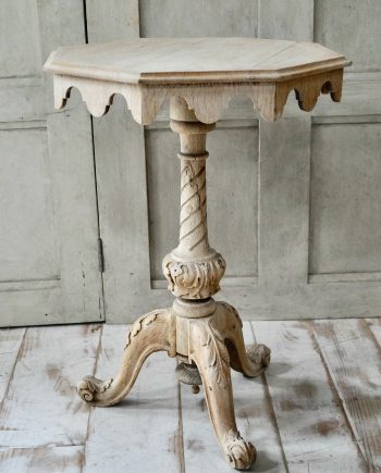 Victorian Carved Bleached Oak Hexagonal Side Table (SOLD)