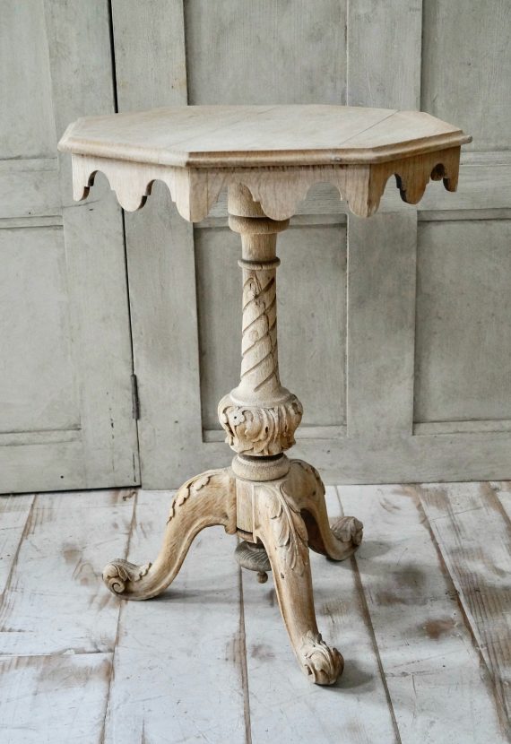 Victorian Carved Bleached Oak Hexagonal Side Table (SOLD)