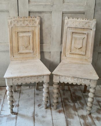 Victorian Bleached Oak Pugin Hall Chairs (SOLD)