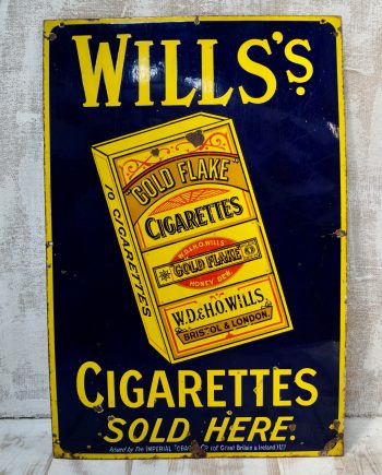 Large Vintage Will’s Gold Flake Advertising Enamel Sign (SOLD)