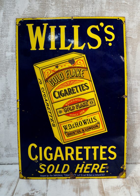 Large Vintage Will’s Gold Flake Advertising Enamel Sign (SOLD)