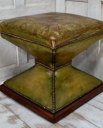 Victorian Diablo Leather Stool With Brass Stud Work (SOLD)