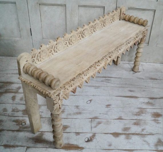 Victorian Bleached Oak Hall Bench (SOLD)