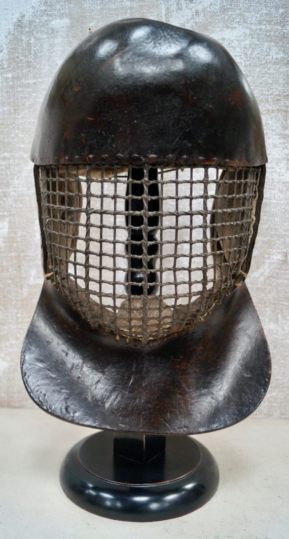 Rare Antique Japanese Kendo Mask On Stand