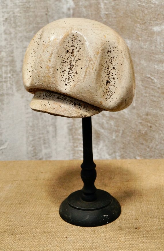 Antique French Polychrome Milliners Hat Mould On Stand (SOLD)