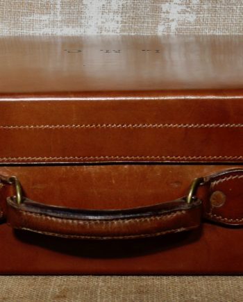 Antique English Leather Suitcase & Dust Cover (SOLD)