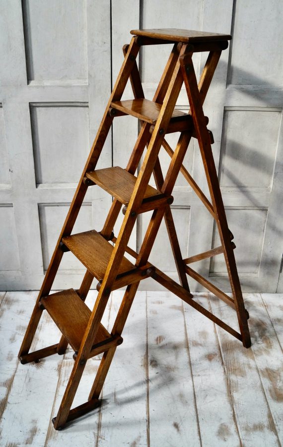 Antique Oak Folding Library Ladders (SOLD)