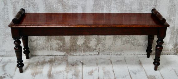 Victorian Mahogany Scroll End Hall Bench (SOLD)