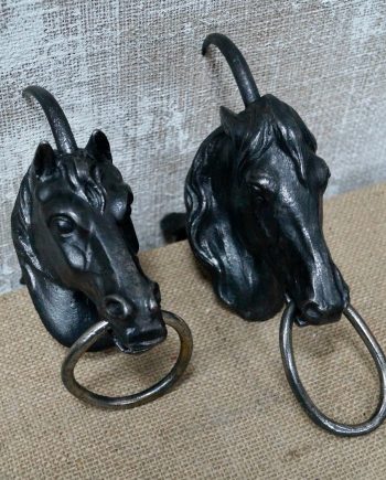 A Pair of Victorian Cast Iron Horse Head Hitching Posts