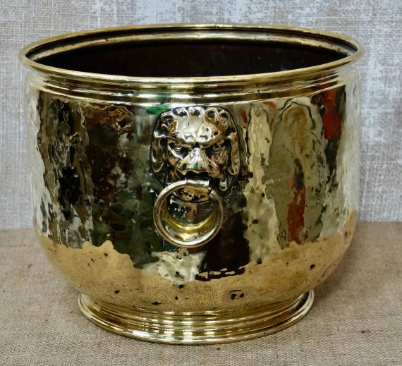 Victorian Brass Planter With Lion Head Handles (SOLD)