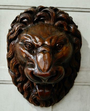 A Rare Large Victorian Hand Carved Lions Head
