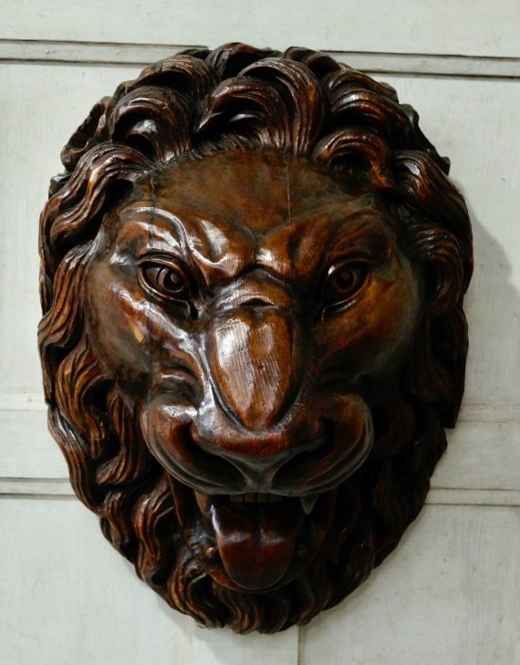 A Rare Large Victorian Hand Carved Lions Head