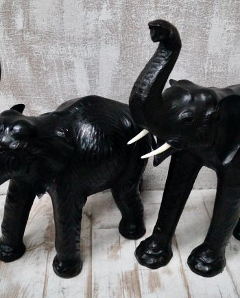 Antique Leather Elephant Sculptures