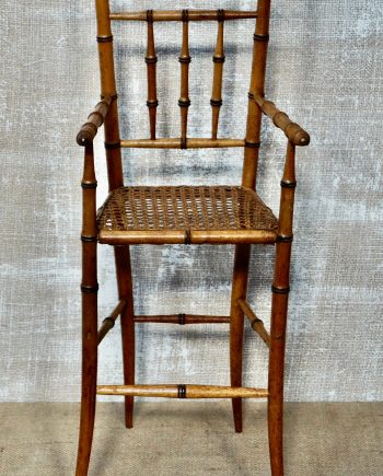 Rare French Antique Faux Bamboo Dolls Highchair